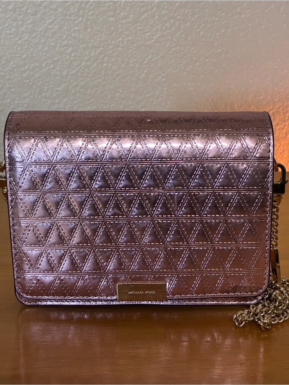 Michael Kors Metallic Rose Quilted Crossbody